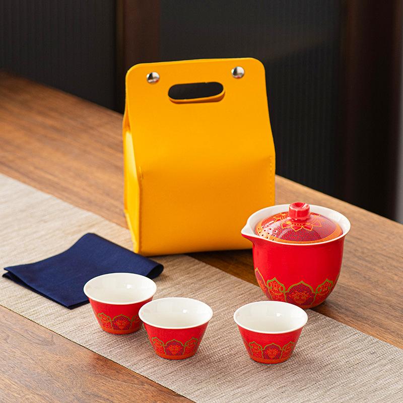 Venkovní Kung Fu čajový set Cestovní čajový set Přenosný Kuaike šálek Obchodní dárek