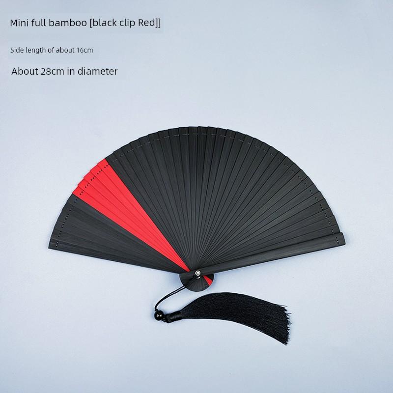 Cut Out 5-Inch Chinese Style Chinese Ancient Style Red and Black Folding Fan