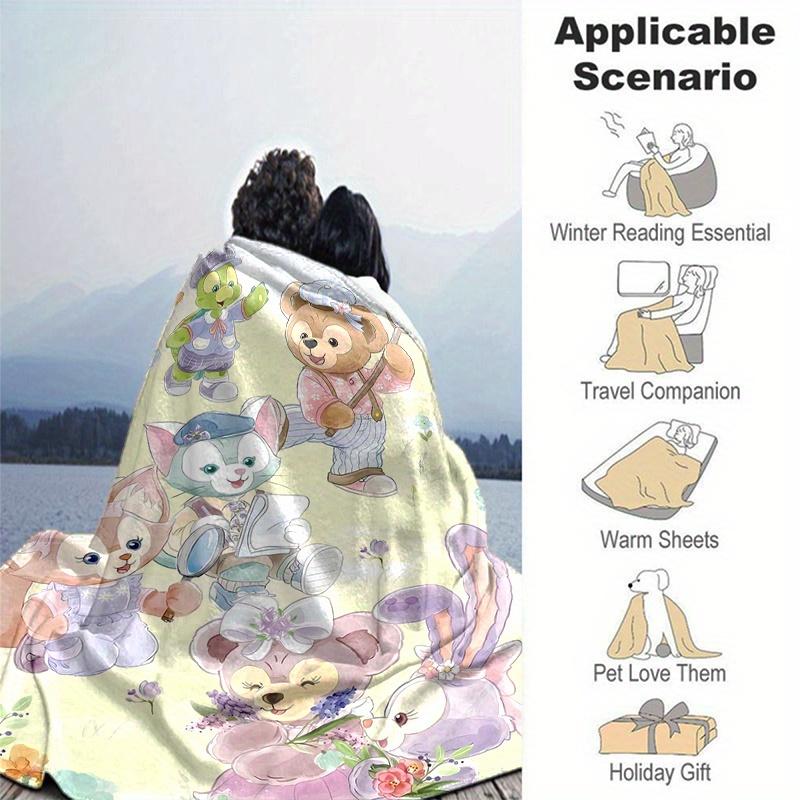 1pc, Duffy and Friends (13) Home Decor Flannel Blanket, Perfect Gift for Bedroom, Living Room, Travel, Camping, Car, Beach, Office Nap, Ideal Sofa Thr