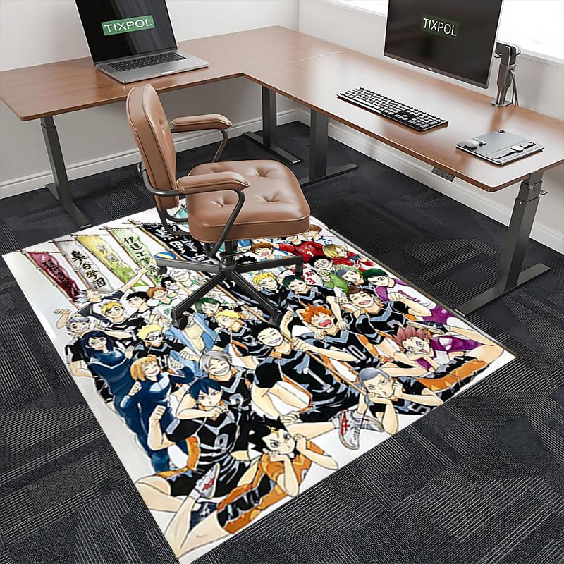 1pc Haikyuu!! Karasuno High School Volleyball Team Chair Mat, Office Desk Pad, Non-Slip Carpet for Home Decor, Seasonal Gift, Suitable for Office, Liv