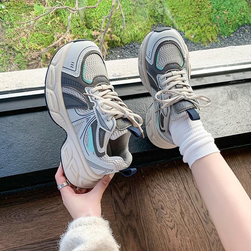 Thick-soled Fashion Dad Shoes Women's 2025 Spring New Korean Version Retro Casual Shoes Design Heightening Sports Women's Shoes Trend