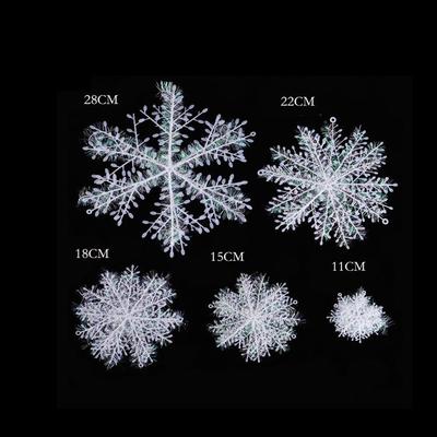 Mehrgrößige Kunststoff-Schneeflocken-Weihnachtsbaumschmuck (11CM-28CM)