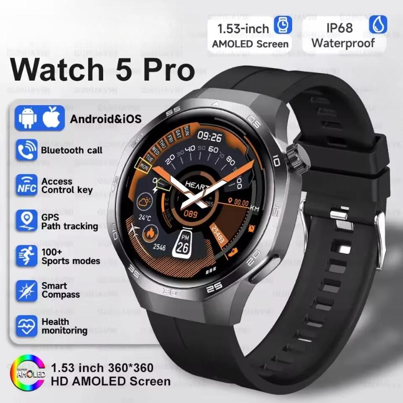2025 New Bluetooth Call Smart Watch Men AMOLED HD Large Screen Heart Rate NFC IP68 Waterproof Sport Wireless Charging for Xiaomi