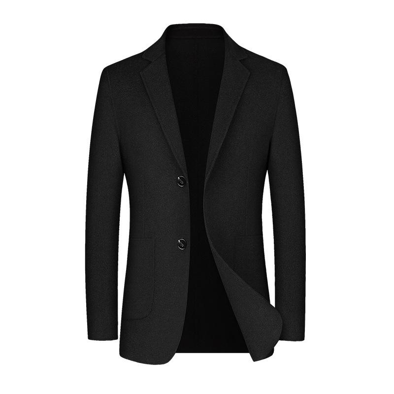 

100% шерстяной костюм двусторонний шерстяной костюм корейская версия приталенный однотонный шерстяной костюм мужское пальто 190 чёрный