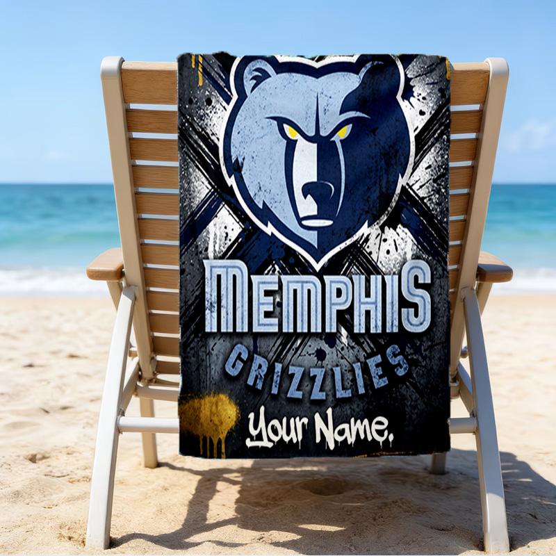 Custom Name Beach Towel Grizzly Marks Logo Design Beach Towel, Soft Microfiber, Gift for Her/Him, Birthday, for Pool, Beach, Travel, Fan gifts