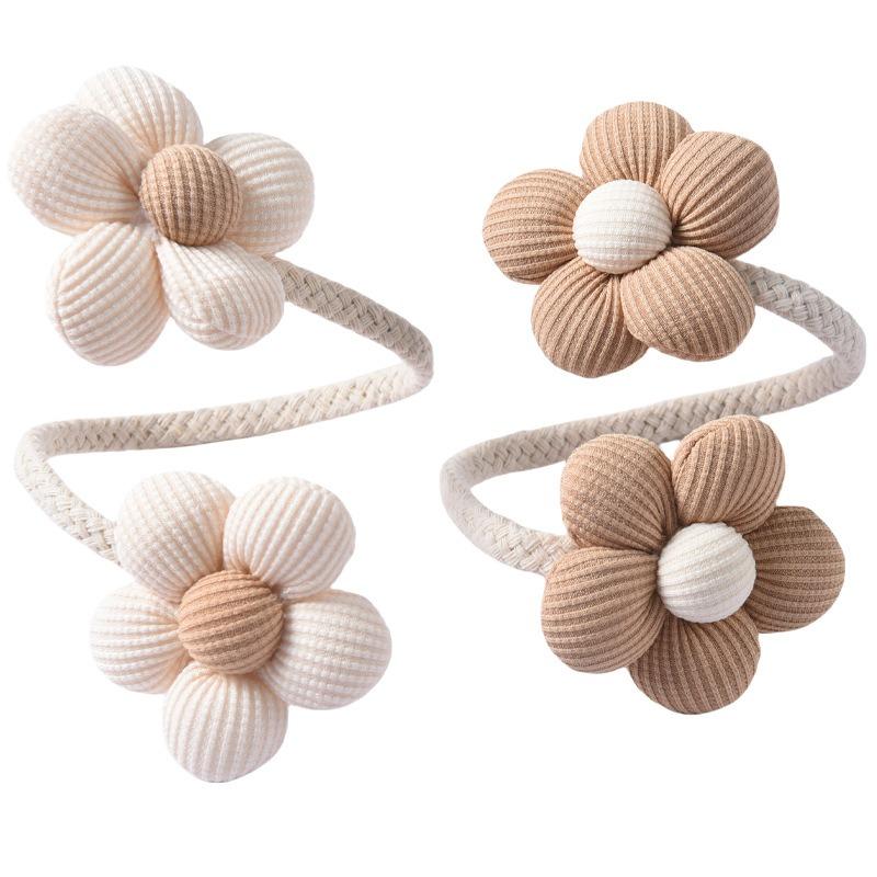 Cute Flower Twist Curtain Tiebacks, Colorful Kids' Room Decor, Punch-Free Adjustable Soft Furnishings Accessories.