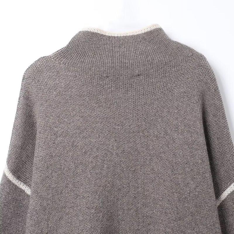 European Autumn Women's Color Block Knit Sweater 2025