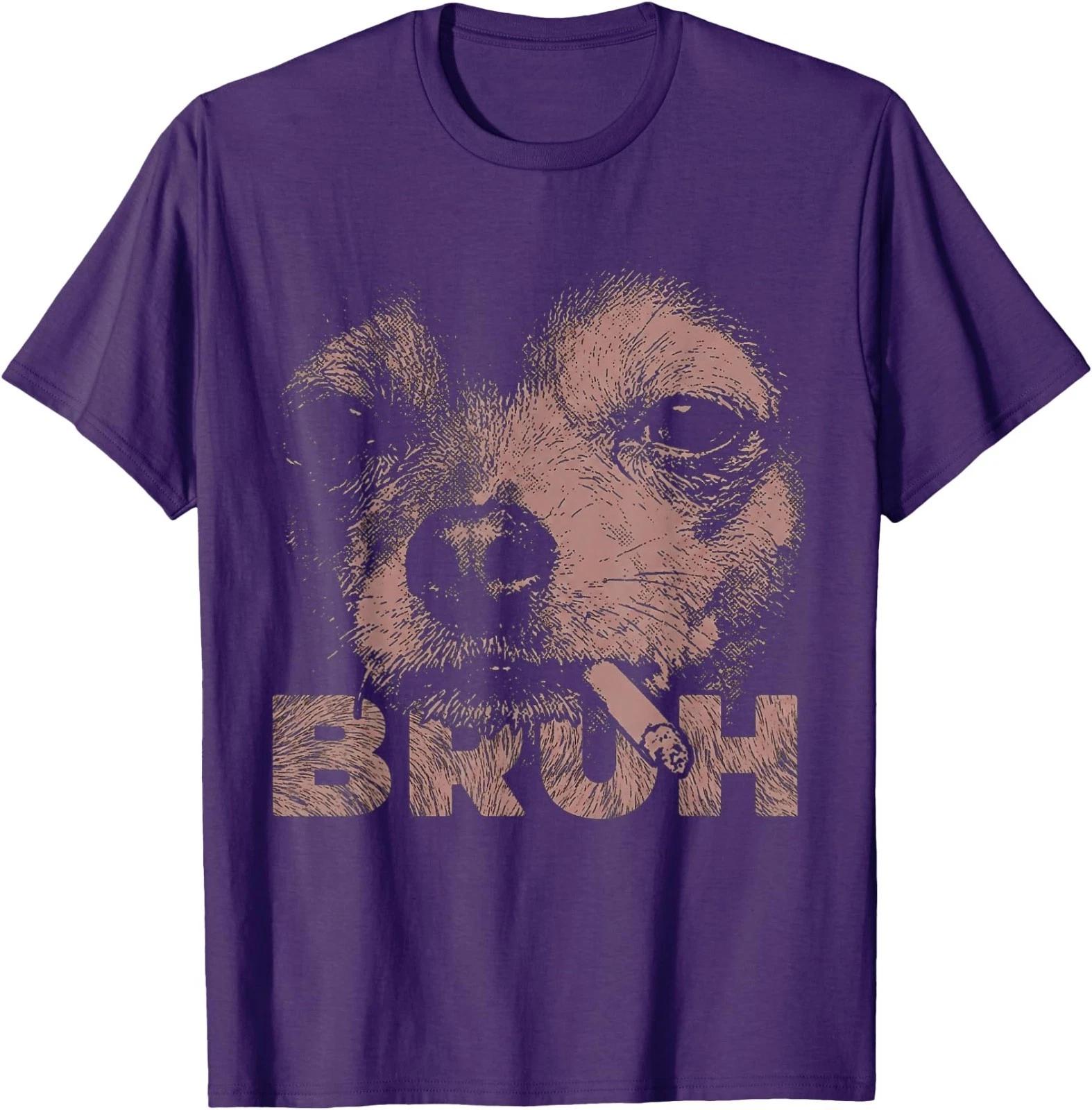 Funny Bruh Dog Smoking Chihuahua Smoking Wearing Sunglasses T-Shirt L