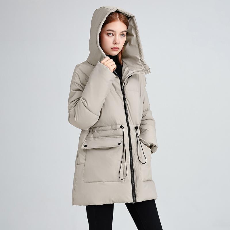 Waist Medium and Long Waist Tooling 2025 Winter Hooded New Fashionable Three-dimensional Large Pocket Warm Thickened Jacket