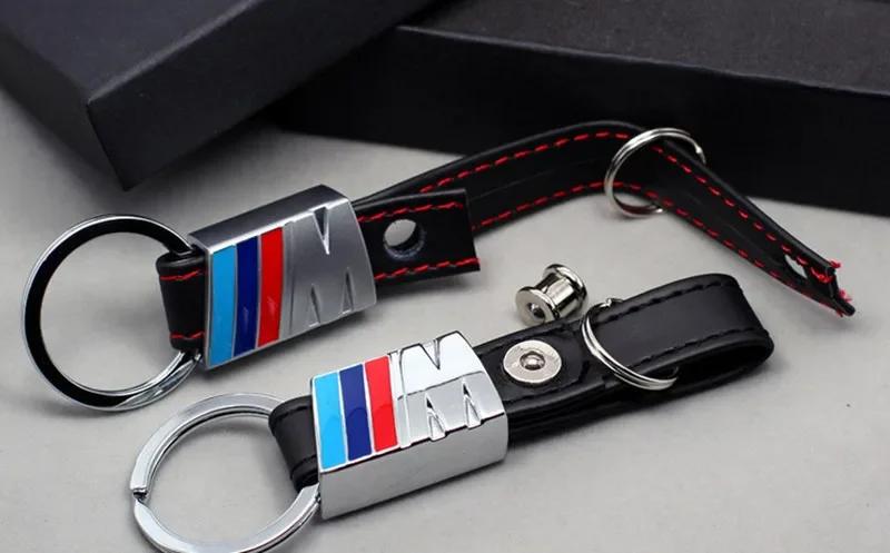 For BMW 1pcs Leather Car Metal Keychain Car Badge Key Ring For Bmw M Sticker E46 E90 F20 E60 E39 F10 X1 X3 X4 X5 X6 X7 Car Acces