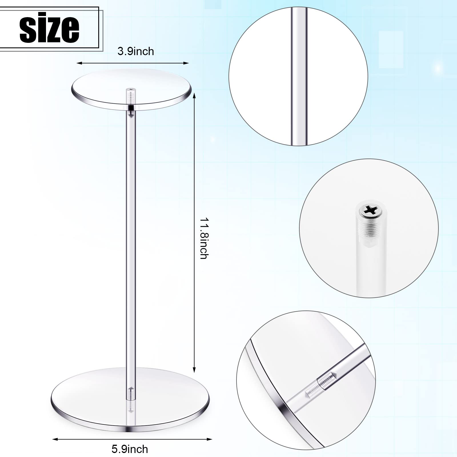 Hat Stand Wig Display Rack Clear Acrylic Table Top Hat Holder Display Round Pedestal Stand for Round Bucket Hats