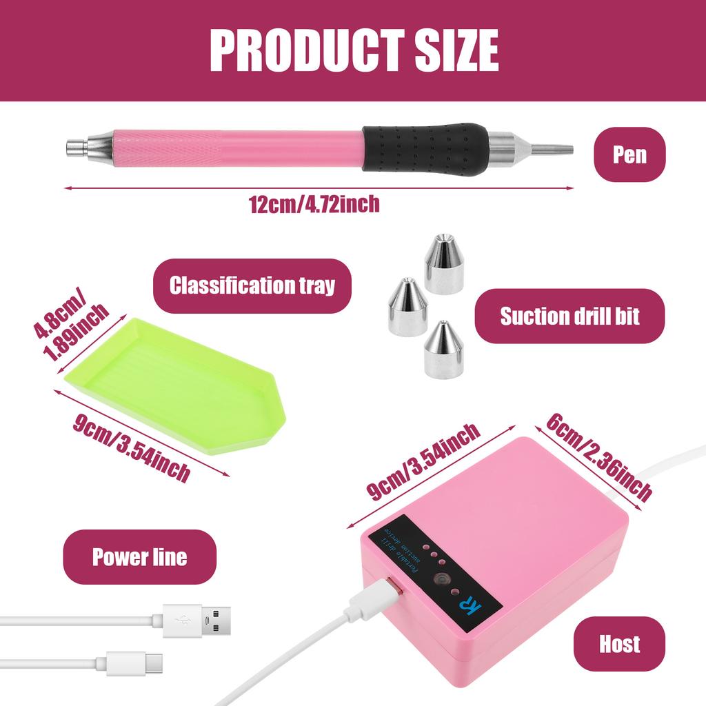 Electric Diamond Art Painting Pen with 3 Adjustable Suction Level No Wax Needed Vacuum Diamond Art Pen Kit for Adults and Kids