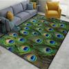 Peacock Feather Pattern Area Rug Colorful Animal Bird Fur Non-slip Carpet, Living Room Bedroom Polyester Mat Home Decor Doormat