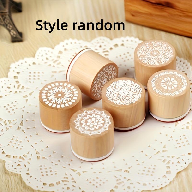 

6pcs Wooden Stamps Floral Pattern Rubber Stamps,Round&Square Lace Wooden Rubber Stamps For Scrapbooking&Handmade Invitations