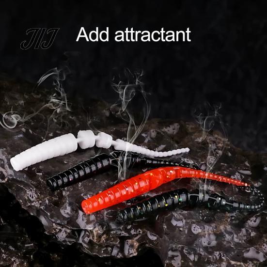 Tear Resistant Soft Baits 50Pcs Bionic Worm Bait, 40MM/0.37g 50MM/0.45g Artificial Lure with Needle Realistic Swimming Lures Tail, Swim for Freshwater