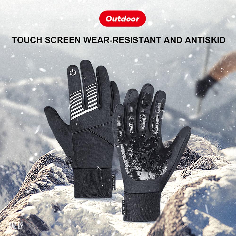 

Winter Cycling Gloves Waterproof Warm Gloves Windproof Fleece Lining Touch Scree