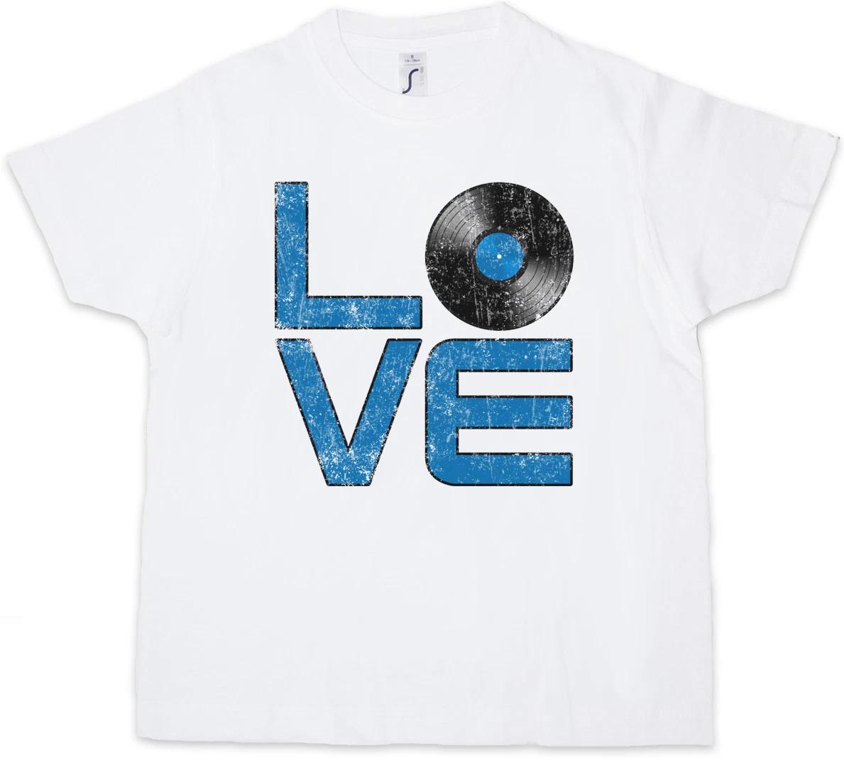 VINYL LOVE Kids Boys T-Shirt Club Disco Retro Music turntable DJ MC Disc Mint 100