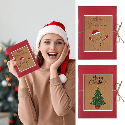 Christmas Gift Card Holder 5 Slots Postcard Card Sleeve Christmas Tree/Snowman Money Holder Envelope Booklet for Xmas Party Supplies
