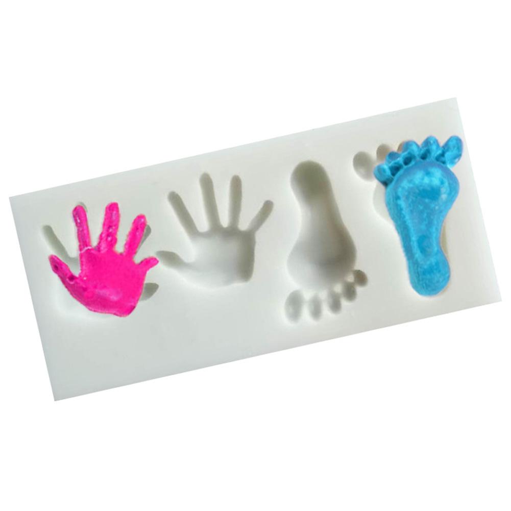 4Holes Hand Foot Silicone Molds Chocolate Candy Clay Fondant Cake Baking Decorating Tools