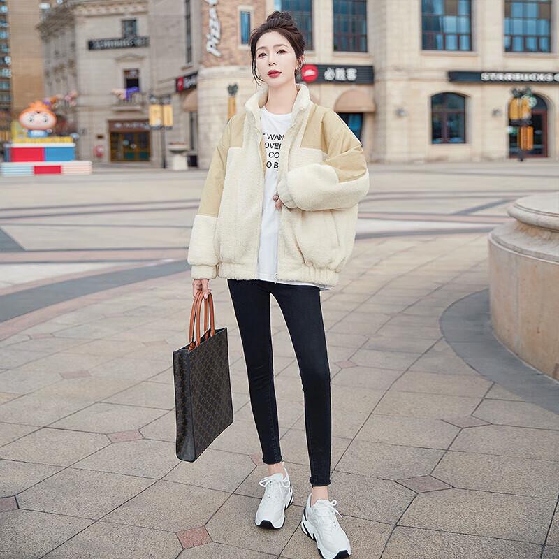 

Sisbay Women s Color-Block Stand-Up Collar Down Jacket M