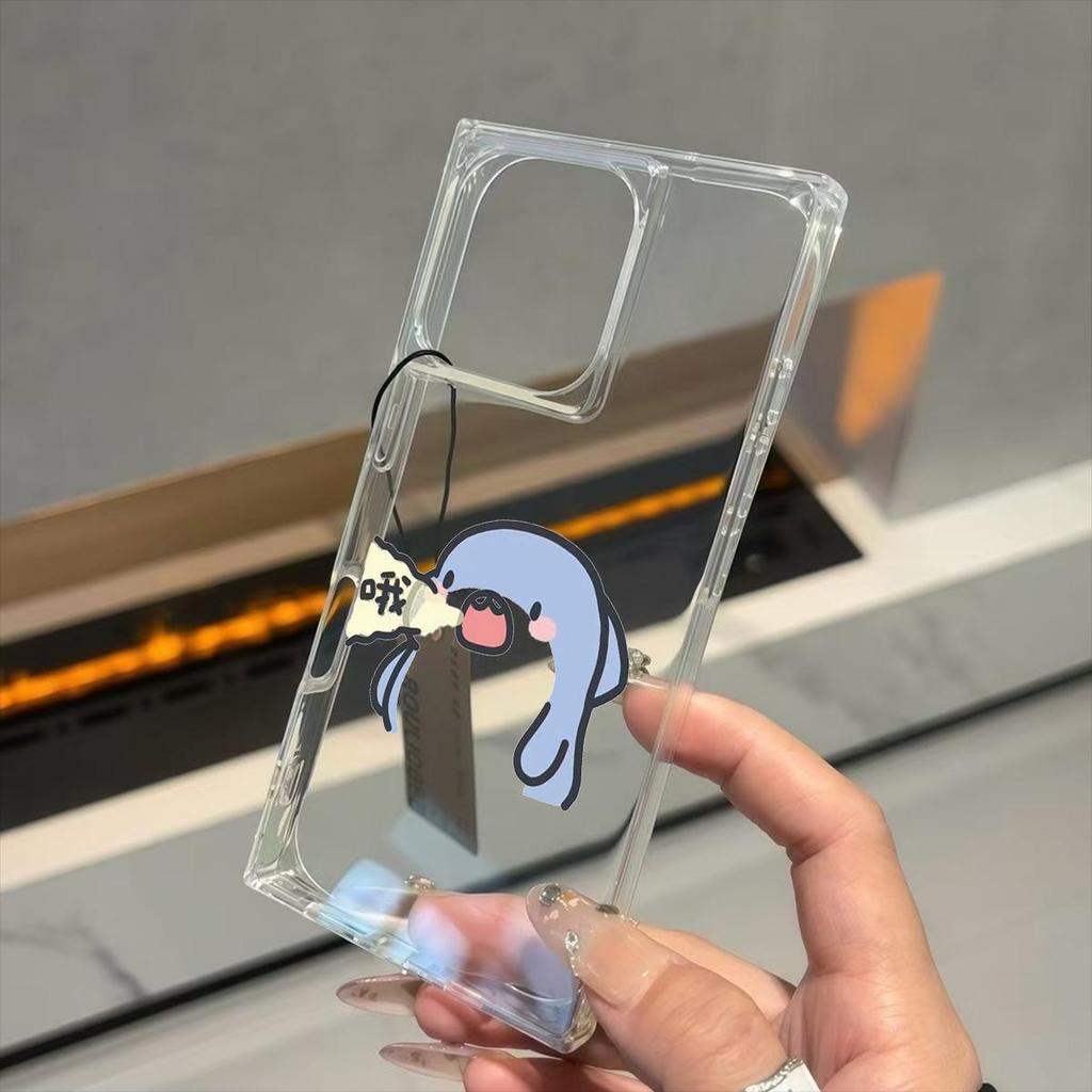 Square Back Tube Protection Clear Case For iPhone 12 16 ProMax 14 Pro Max 13 15 Plus 11 Anti-Oxygen,Eating Full, Little Monster Pattern Casing