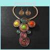 Jewelry Set With Crystal Beads And Aluminum Wire Handcrafted Flower Pendant For Women