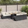 VidaXL Garden Lounge Set 11 Pcs with Cushions Black Wicker 3327311