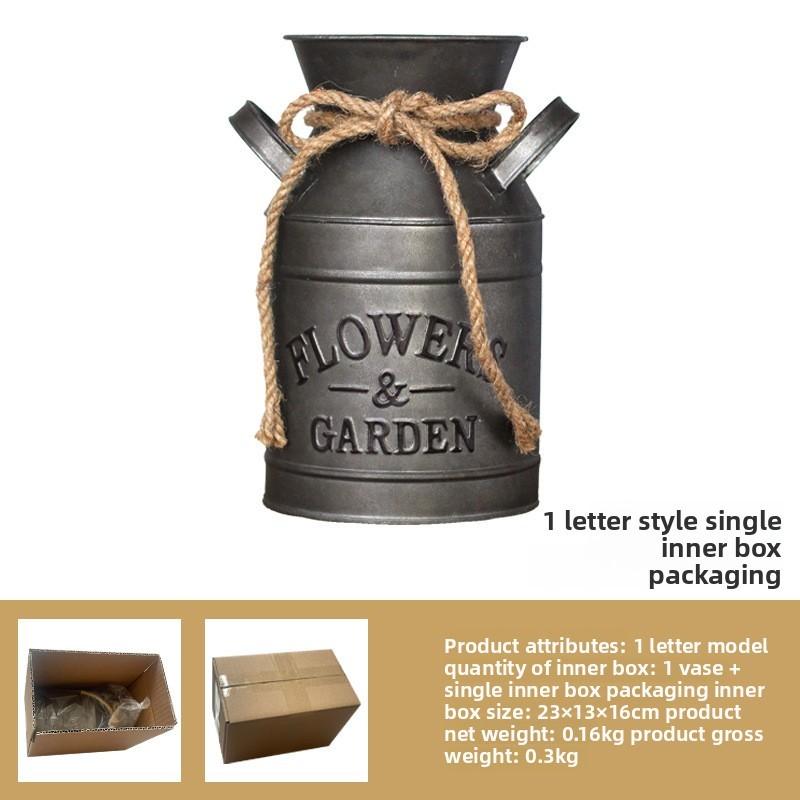 Retro Metal Flower Bucket With American Style For Home Garden Display