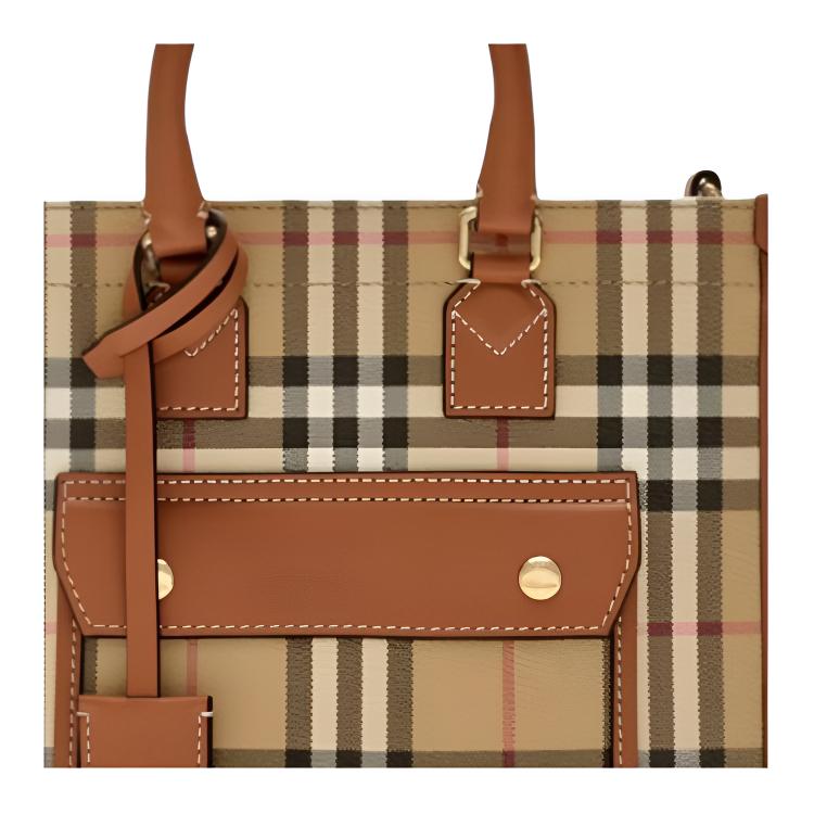 Burberry Freya Letter Embossed Logo Tote Bag Women Tote Bags Brown 81097931