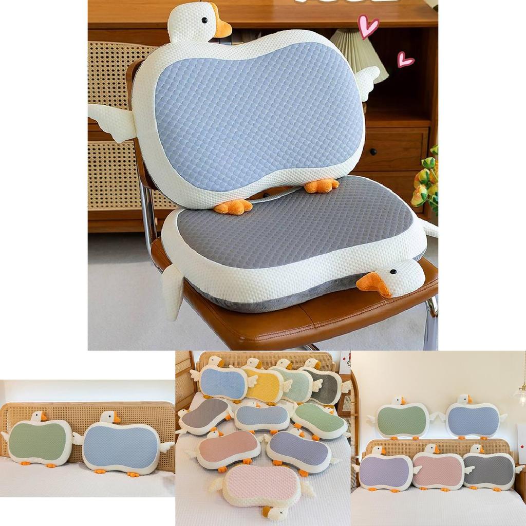 Adorable Summer Ice Silk Plush Goose Pillow Soft Support Cushion For Kids And Office