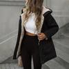 Women's Fleece Lined Hooded Cargo Jacket, Warm Windproof Casual Versatile Coat for Fall Winter