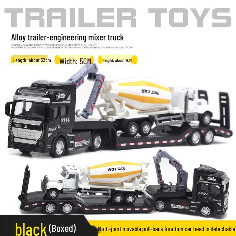 Children's Alloy Transport Toy: Pull-Back Fire Truck, Trailer, Tank & Excavator