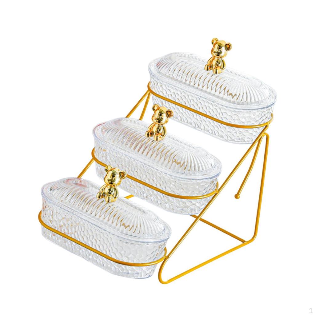 Fruit Basket Bowl Fruits Holder 3 Tier Versatile with Metal Stand Serving Tray for