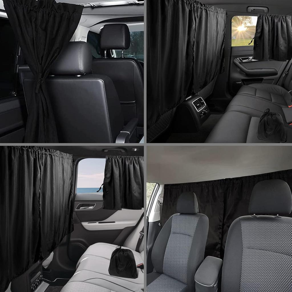 Privacy Curtain Universal Car Divider Between Rear Seat Auto Blackout Sun Shades Side Window Covers Accessories For Travel Camping Nap Sleeping