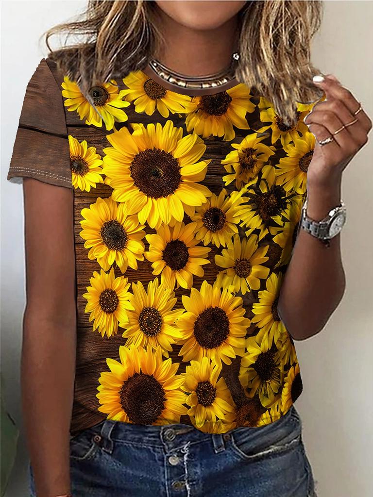 Summer Flower Bird 3D Print T-shirts Women Streetwear Harajuku Casual Fashion Y2k Short Sleeve T Shirt O-neck Tees Tops Clothing