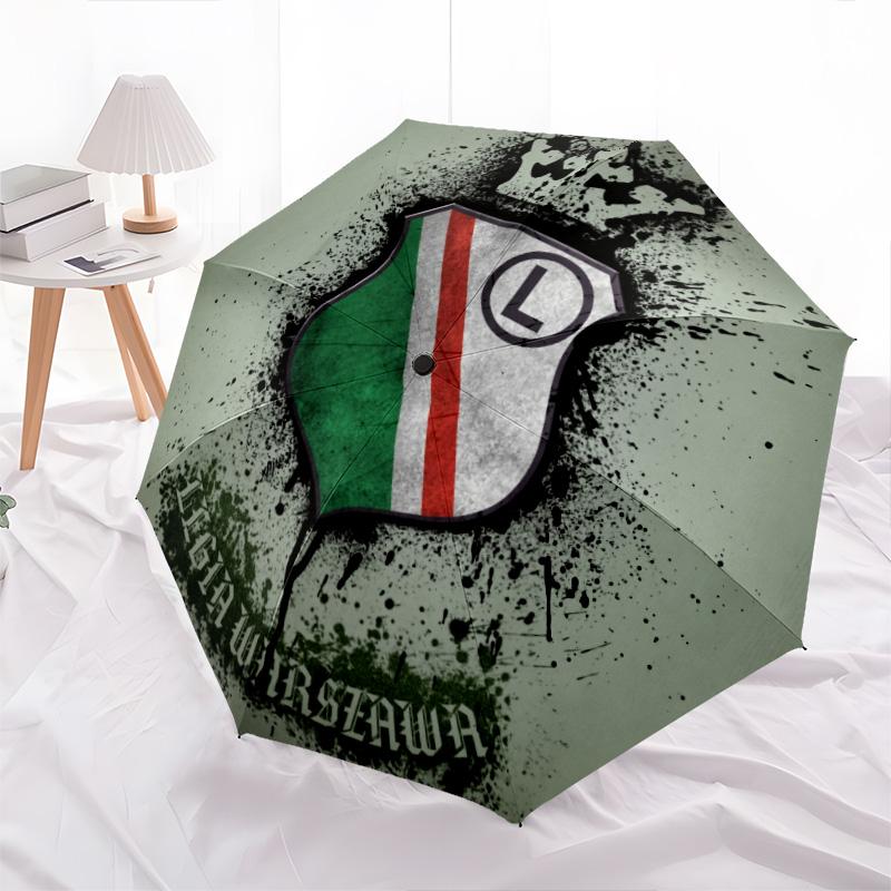 Modello Legia Varsavia, ombrello pieghevole automatico, design portatile e pieghevole, 8 stecche, un regalo di Natale o di compleanno.