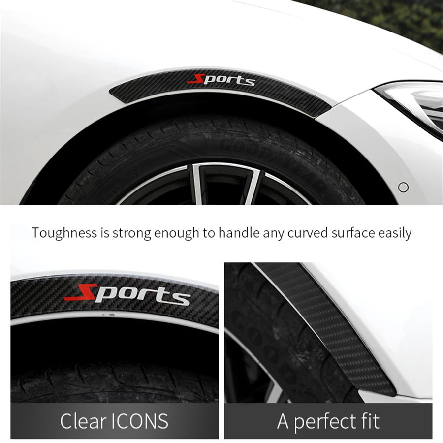 4x Carbon Fiber Fender Flares Arch Wheel Eyebrow Protector Stickers Sports Style