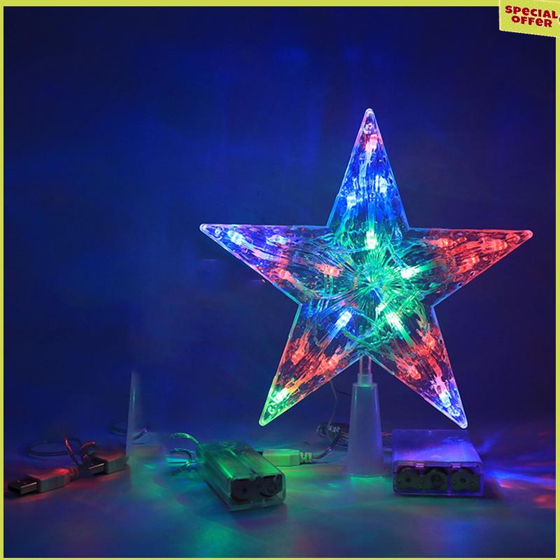 

A34R LED Transparent Five-Pointed Star Christmas Tree Spire, Home Christmas Tree Decorations, Christmas Wreath Ornaments