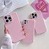 Shockproof Pink Semi Phone Case for iPhone 11 12 13 14 15 16 17 Pro Max Durable Ultra Thin Protective Silicone Soft Cover