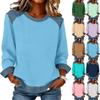 Damen Jeanskragen Patchwork Nähte Sweatshirt Lässig Pullover Langarmshirts