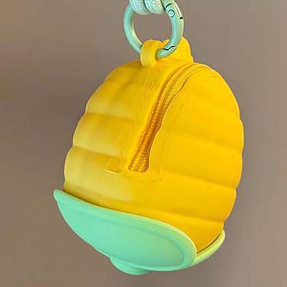 Cartoon Hanging Rope Storage Bag Creative Round Silicone Coin Purse Keychain Earphone Bag  Car Key