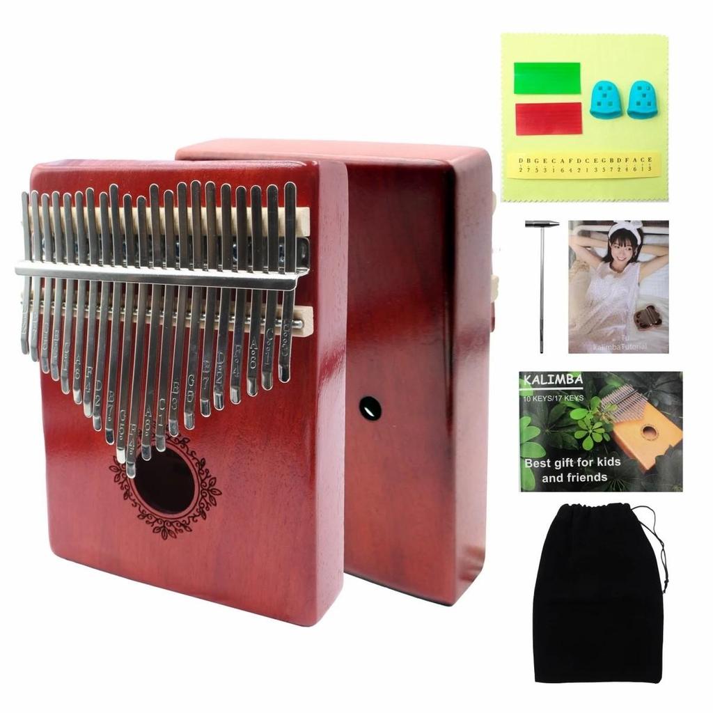 17 Keys Kalimba Thumb Piano Instrument Finger Mbira Mahogany Wood and 21 Keys