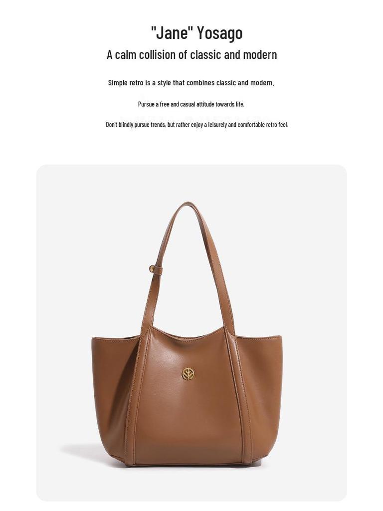 Luxurious 2025 Vegetable-Tanned Leather Tote: Spacious, High-End Handbag for Commute & Laptop Storage