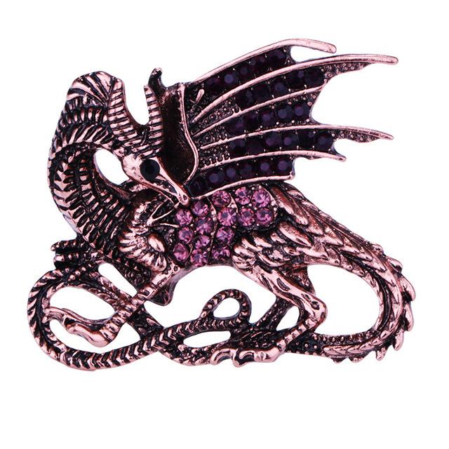 

Новый цинковый сплав ретро хрустальный дракон брошь значок на лацкан броши динозавр животные броши подарки для мужчин аксессуары одежда