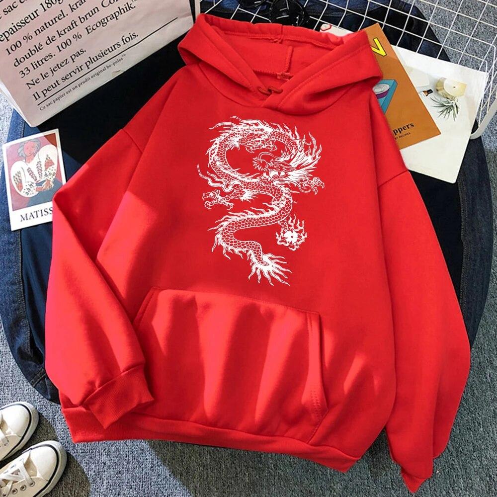 White Dragon Tattoo Stickers Legrační potisk Mikiny Unisex Podzim Pohodlné oblečení Volné Fleece Sportovní Pulovry Streetwear Unisex