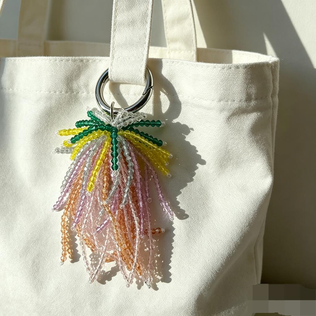 Coquette Jellyfish Beaded Phone Charm Tassel Bag Aesthetic Waterfall Bead Pendant for Purse Backpack Decor Gift Bag Charm