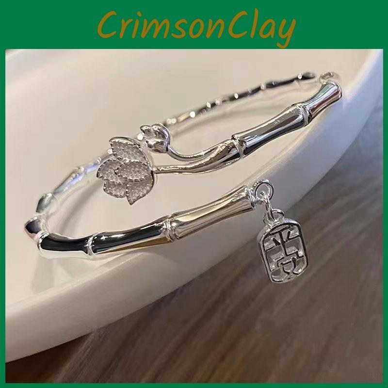 Lotus Geometric Trendy Bamboo Bracelet Chic Alloy Bangle Womens Gift Jewelry