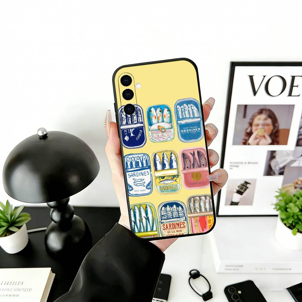 S-Sardines F-Fish Art Phone Case For Samsung Galaxy A73,A72,A71,A70,A53,A52,A51,Others Soft Black Cover