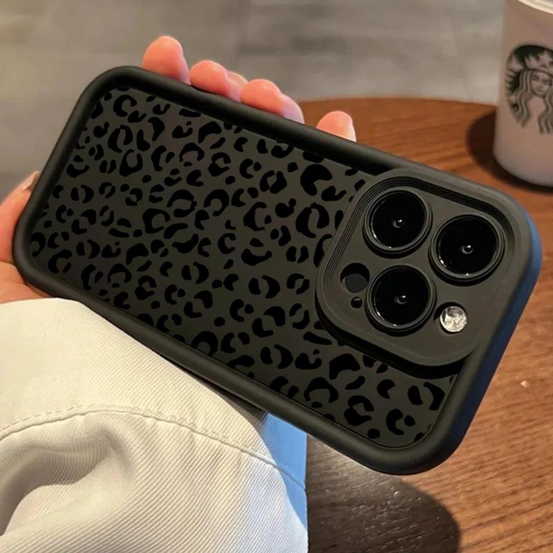 Cool Korean Leopard Print Phone Case For iPhone 17 Pro 16 15 14 13 12 11 Pro Max 7 8 Plus XS Shockproof Matte TPU Cover Cases