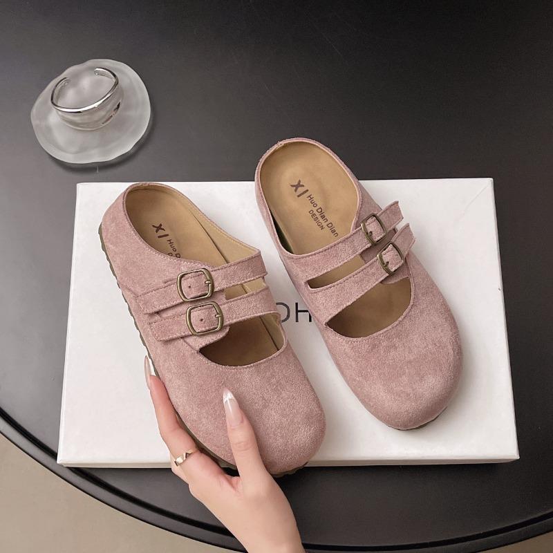 Baotou half slippers women's new spring and summer sandals lazy one pedal Mary Jane single shoes